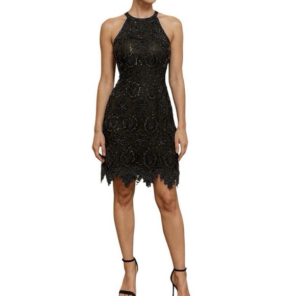 Ibiza Black Formal Dress Size M Beaded Halter Sleeveless Elegant Gala - Picture 1 of 16